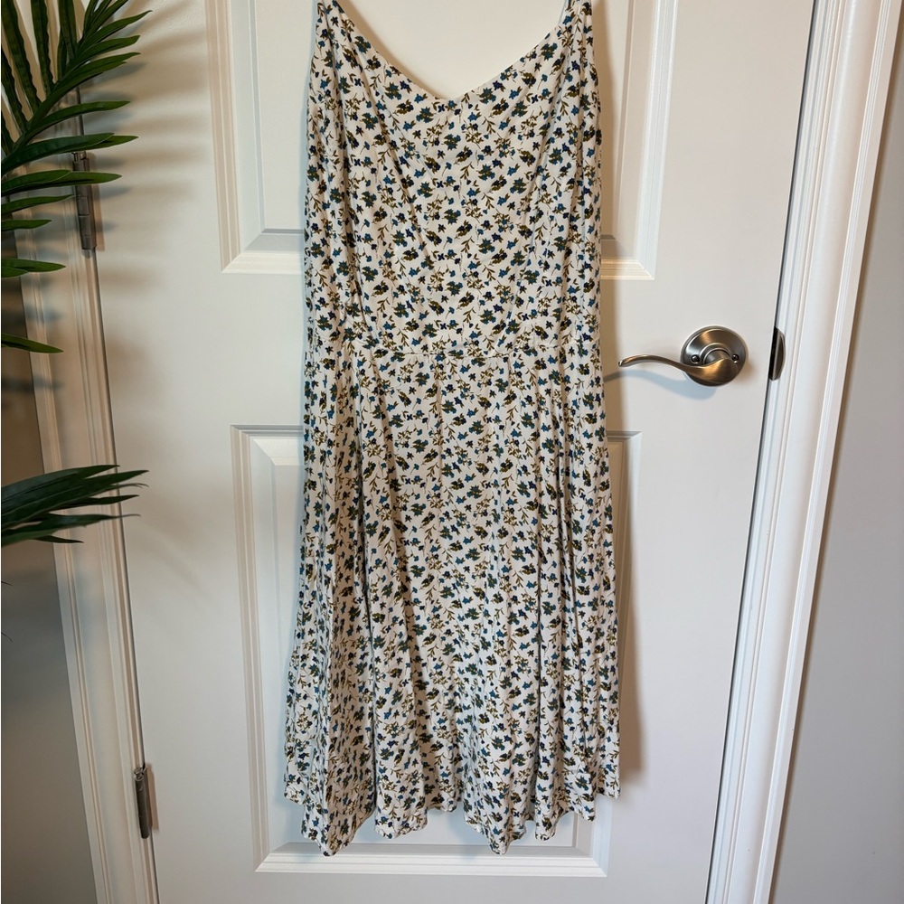 Old Navy Floral Midi Dress - Cream and Blue